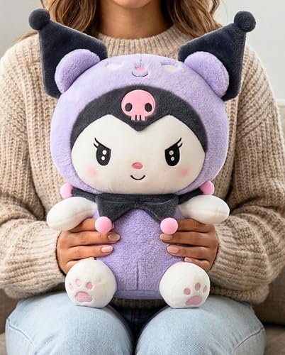 Image of Tickles Anime Cartoon Character Soft Stuffed Plush Doll Toy for Kids Boys & Girls Birthday Gifts (Color: Purple & Black Size: 35 cm)