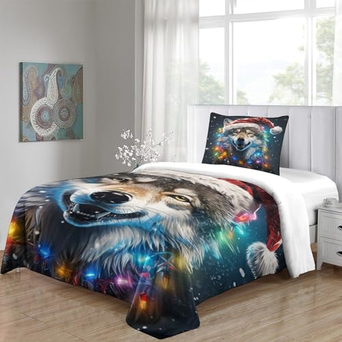 Housse de couette loup 135x200 fermeture éclair pour lit sans pli - 5