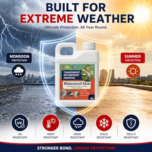 Image of UCRAVO Transparent Waterproof Adhesive Sealant 1 Kg |Epoxy Resin Waterproof Glue for Roof Leakage Repair Crack Filler & Waterproofing Agent for Flooring,Walls,Pipes,Tiles,Bathrooms & Outdoor Surfaces