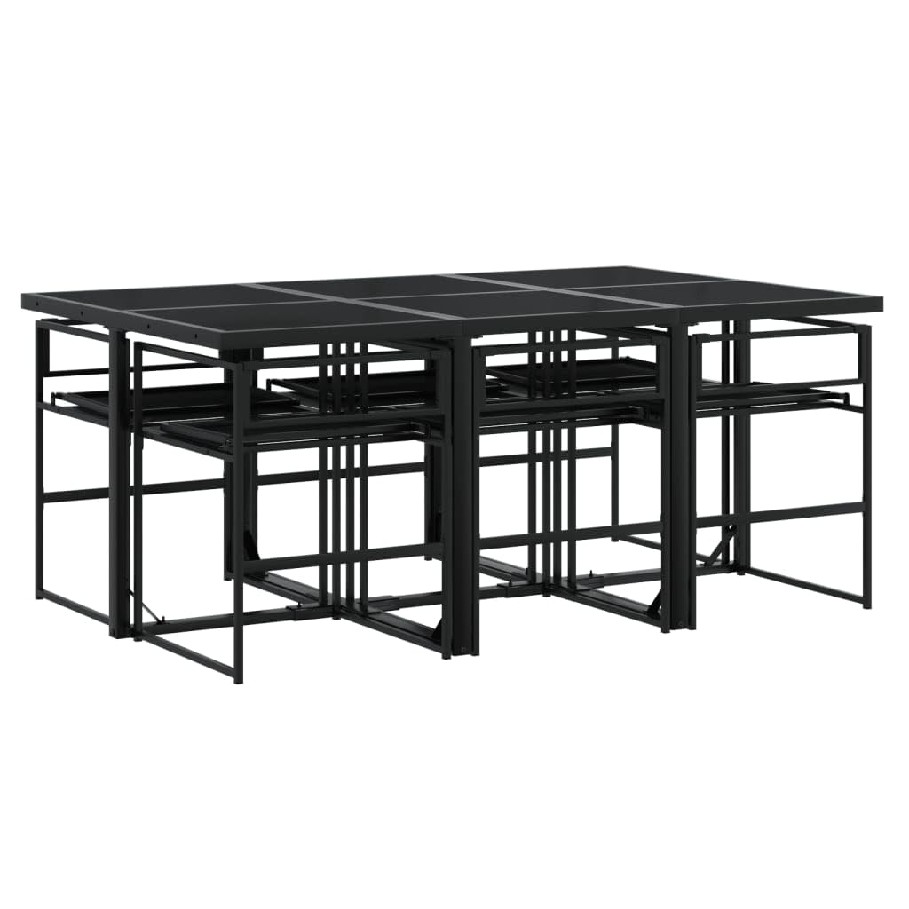 ShGaxin 3295074 - Set da pranzo da giardino con cuscini in textilene nero, set tavolo e sedie da giardino, tavolo da terrazza all'aperto e sedie, set da giardino, mobili da esterno