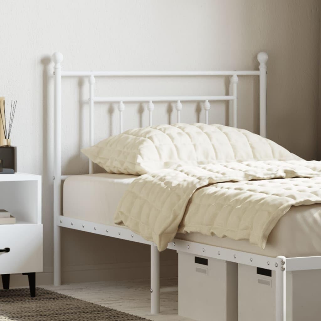vidaXL Cabecero de Repuesto de Metal Blanco 90 cm, cabecero de Cama, cabecero para Cama Individual, cabecera, cabecero de Metal, cabecero Blanco, Cabezal
