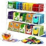 Qivine 270 Teebeutel Organizer, Teeboxen f&uuml;r Teebeutel Gro&szlig;, 3 Tier Tee Organizer Schrank aus Kunststoff f&uuml;r Arbeitsplatten, K&uuml;chenschr&auml;nke, Vorratskammern (15 F&auml;chern)