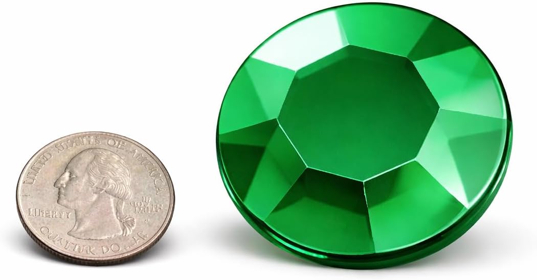 Allstarco Large Acrylic Cosplay Gems Flat Back Plastic Rhinestones for Jewelry Making, Costumes, Scrapbooking, Props, Crafts Embelishments 2PCS (45mm Green Emerald H106)