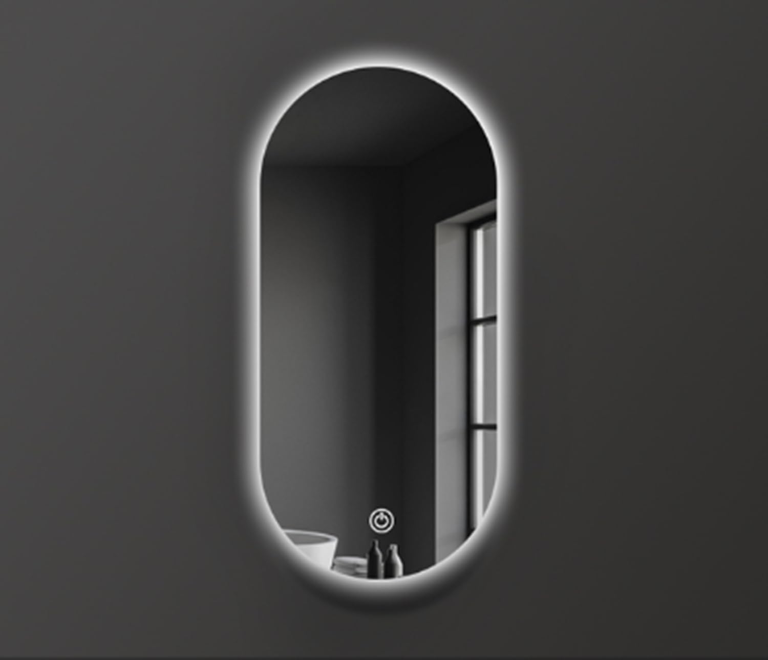 Biznest Led Oval Glam Mirror Touch 80X50cm Light