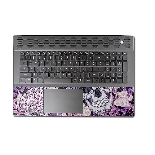 Image of MightySkins Carbon Fiber Skin Compatible with Alienware M18 R1 (2023) Full Wrap Kit - Flower Skull | Protective, Durable Textured Carbon Fiber Finish | Easy to Apply & Change Styles | Made in The USA