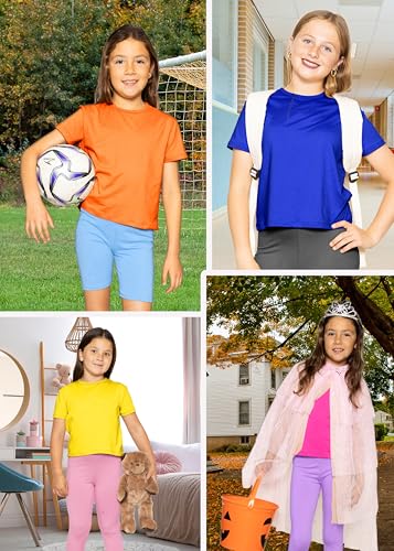 Image of STRETCH IS COMFORT Girls 2 Piece Hoodie Short Sleeve Long Sleeve Crew Neck Top and Leggings Set Kids Thermals Underwear Set