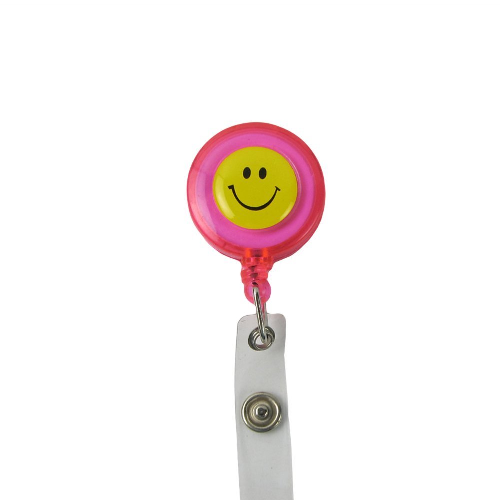 retrattile Smile Face figure badge Reels ID badge Holder Clip portachiavi 100 pz, rosa