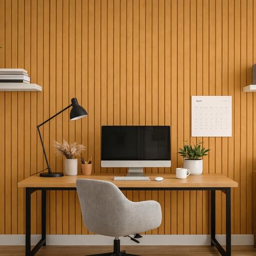 Image of MMT Acoustix Slats Felt Acoustic Wall Panel | Sound Proofing for Room |Premium Acoustic Panel |Pin Board for Wall |Sound Absorbing Panels | Slats Felt Acoustic Wall Panel | Camel | 30 x 30 cm | 8 Pcs