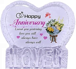 Wedding Anniversary Romantic Gifts for Couple Women Her, Happy Anniversary Wedding Gifts for Wife Girlfriend, Crystal Heart Marriage Keepsake,Valentines Day Gifts,Wedding Anniversary Present for Her