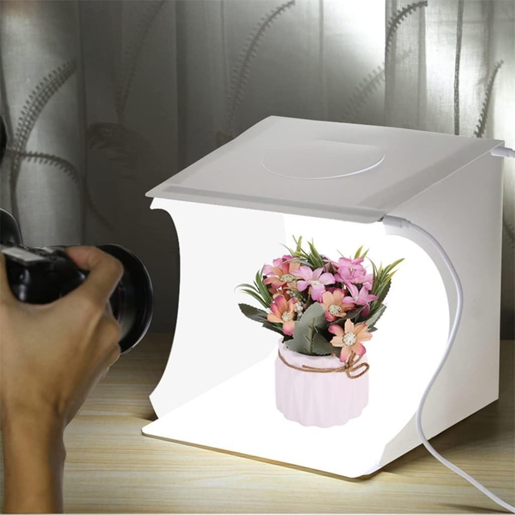 Mini Folding Lightbox Photography Photo Studio Softbox 2 Panel LED Light Soft Box Photo Background Kit Light Box for DSLR Camera (OneColor 24x23x22cm)