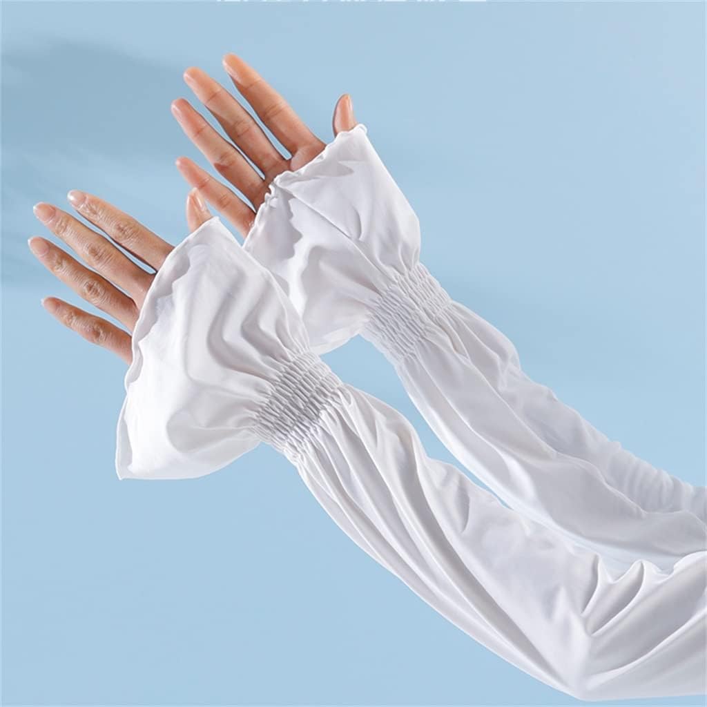 HBJWOV Loose Ice Sleeve Sleeve Women's Large Size Thin Ice Silk Sleeve Cool Arm Protector Puff Sleeve(Black)