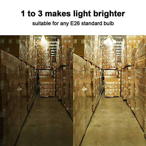 dicuno 3 in 1 e26 light socket splitter adapter standard base led bulb converter 360 degrees adjustable 180 degree bendable 3 way bulbs socket holder