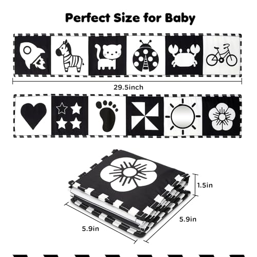 URMYWO Black & White Kontrastbuch - Babybuch - Schwarz Weiß Doppelseitig Baby Stoffbuch - Kontrast Spielzeug Baby 0 3 6 12 Monate - Ideal… – Ansicht 4