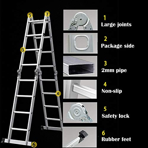 4.7M Retractable Folding Aluminum Telescopic Herringbone Multi-Purpose Home/Library/Engineering Ladder with One Tool Tray 4 4.7M Retractable Folding Aluminum Telescopic Herringbone Multi-Purpose Home/Library/Engineering Ladder with One Tool Tray - Image 4