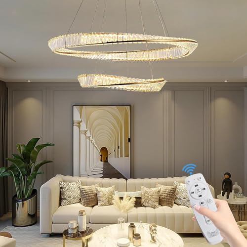 Lustre moderne en cristal LED pour illuminer une grande entrée