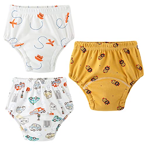 Yealoo 3 Paquetes Pañal de Aprendizaje Calzoncillos niño niña Calzones de Entrenamiento para Bebé Bragas de Aprendizaje Absorbente Algodón