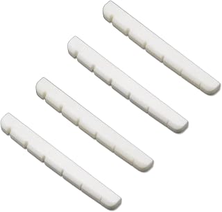 Soundspire 4Pack 43mm Guitar Bone Nut, Pre-Cut 6 String Flat Bottom, Compatible with Strat Tele Electric Guitars, 43x3.5x5.16 (White)