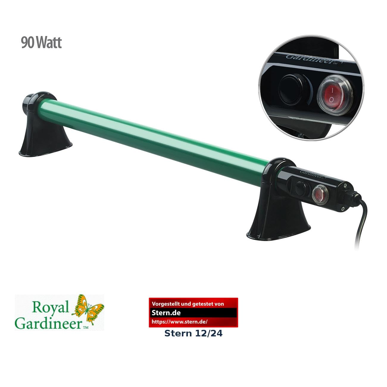 Radiateur électrique tubulaire pour serre de jardin - 90 W [Royal Gardineer]
