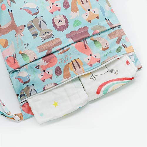 Baby Cloth Diaper Wet Dry Bags Waterproof Reusable Diaper Organizer With Two Zippered Pockets #TOP3