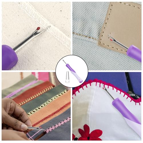 Needle and Thread Seam Ripper, Rippers for Sewing and Thread,Remover Stitch Tool for Hand Sewing, Knitting, Cross Stitching, Embroidery and Thread Removal (Purple) - Thumbnail 7
