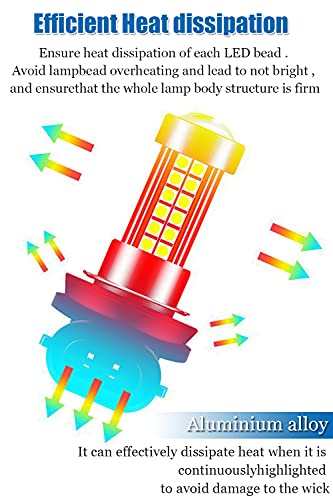 H11 H8 LED Fog Light Bulbs Yellow 3000K, H16 LED Fog Lights, 54 SMD Chips, Xtreme Super Bright, 50000 Hours Lifespan, Easy Installation Fog light Bulb Replacement for Car, Truck, Vehicle, Pack of 2