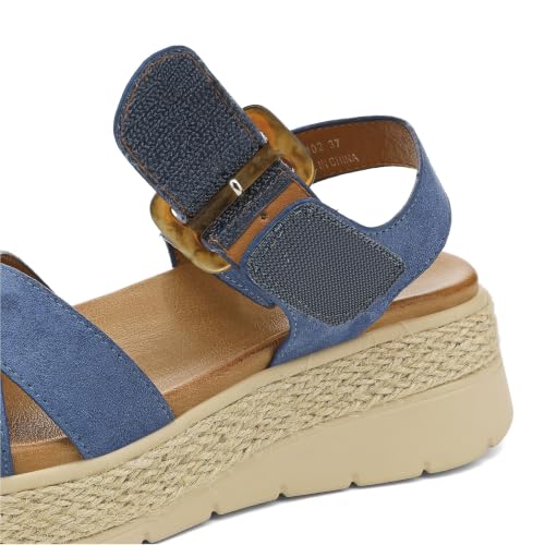 Image of UBFEN Womens Platform Sandals Low Wedge Espadrille Orthopedic Arch Support