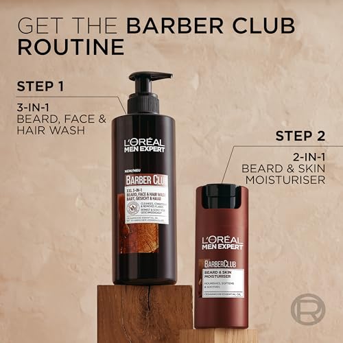 6. Bild von L'Oréal Men Expert XXL 3-in-1 Bartshampoo für Männer, Für Bart, Gesicht und Haar, Beruhigende Bartpflege für Männer gegen Schuppen mit Zedernholzöl, Barber Club, 1 x 400 ml 400 ml (1er Pack)