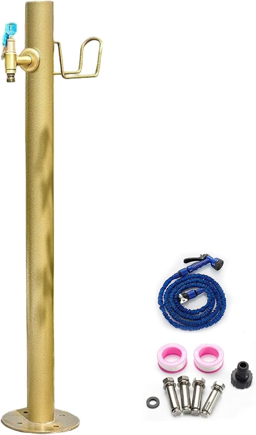 Stainless Steel Hose Stand with Faucet - Outdoor Garden Water Fountain Column for Irrigation & Car Washing (86x13cm/34x5in) - Durable, Stylish, Space-Saving Design