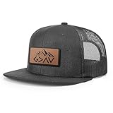 God is Greater Mountain Leather Flatbill Christian Trucker Hat - Fit Snapback Hat - Breathable Mesh Side for Casual Wear - Running Workout & Outdoor Activities All Season - Baseball Cap Women and Men