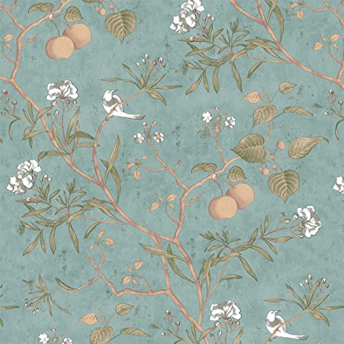 Carta da parati vintage con uccelli botanici