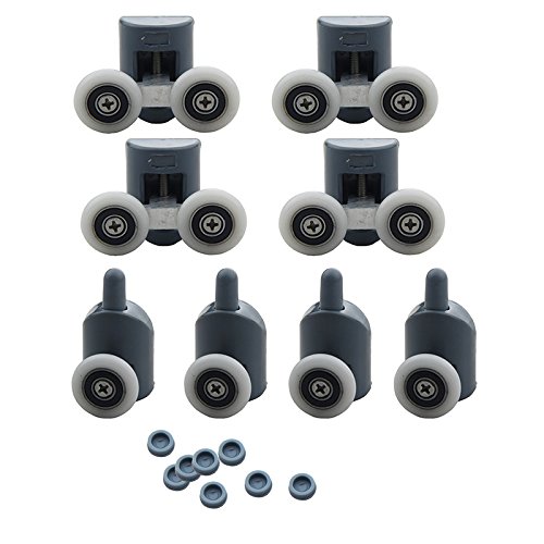 2 x Dubbele Top Vlinder Douche Deur Rollers/Lopers/Wielen 23mm wiel