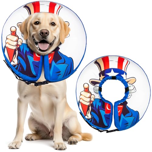 Image of Large Dog Cone Collar Alternative Soft Inflatable Donut Collar After Surgery Dogs Recovery Won't Obstruct Vision Suitable Cones E Collar for Small Medium Large Dogs and Cats
