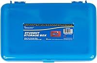 Vista 3 de Craft County Caja de lápices transparente Caja de utilidad de doble cara Organizador de suministros de oficina Azul