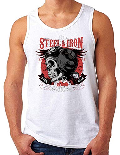 Débardeur homme moto pour l'été, vêtement biker MC Skull blanc confortable S-4XL