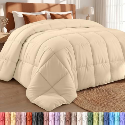 Image of Utopia Bedding Twin Comforter, Duvet Insert, Beige, 64 x 88 Inches | Soft and Fluffy Down Alternative Bed Comforter, All Season, Breathable, Corner Tabs, Box Stitched, Durable, Machine Washable