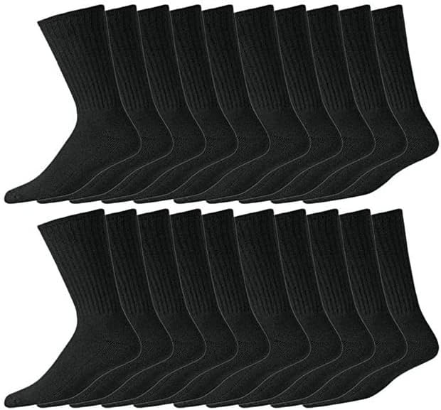 Luxury NightsSports Socks Big Foot Cotton Rich Black UK 11-14 EUR 46-50 Heavy Duty Breathable Cushion Comfortable Casual Crew Socks Outdoor Athletic Socks