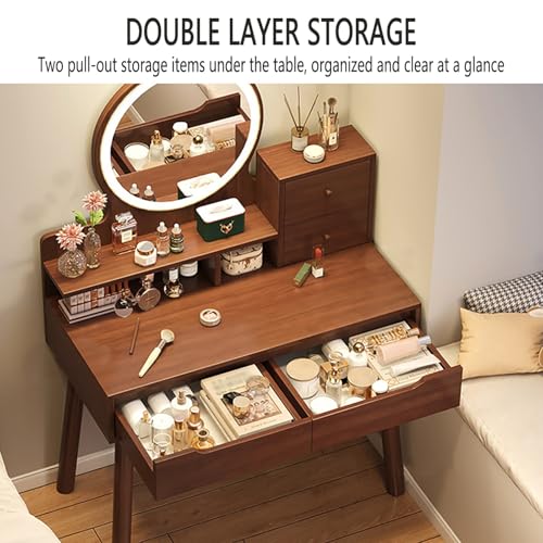 Tocador 3 en 1 con espejo para maquillaje, luces integradas y taburete 3