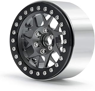 RCLIONS 2.2inch Beadlock Wheels Rims 35mm for 1/10th Scale RC Rock Crawler Model Car -Pack of 2 (Titanium Color)