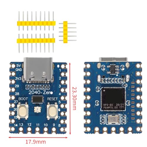 3 pcs RP2040-Zero, Compact Microcontroller Development Board, basierend auf dem Raspberry-Pi 2040 Dual-Core ARM Cortex M0+ Prozessor,Support C/C++/Python Development (mit Nicht gelöteten Pins)