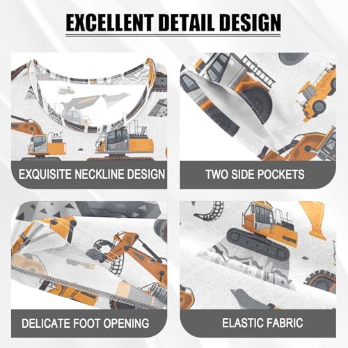 ALAZA Cartoon Excavation Truck Pajamas Set Short Sleeve Cotton Sleepwear Summer Pjs 2 Piece 5-14Y4