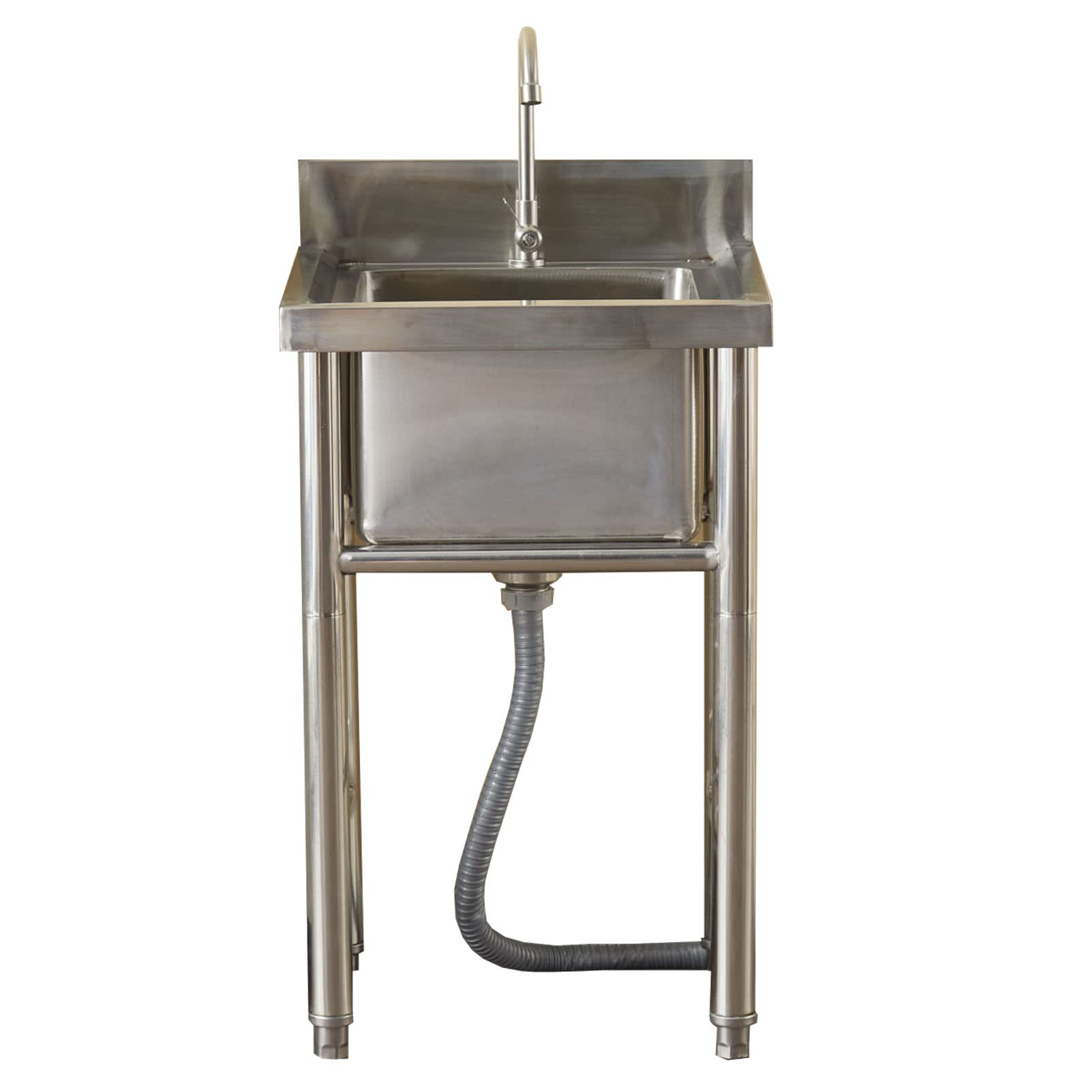 LMYSXAOZ Single Bowl Utility Sink Free Standing Kitchen Stainless Steel with Cold Faucet for Farmhouse, Bathroom, Bar, Laundry Room