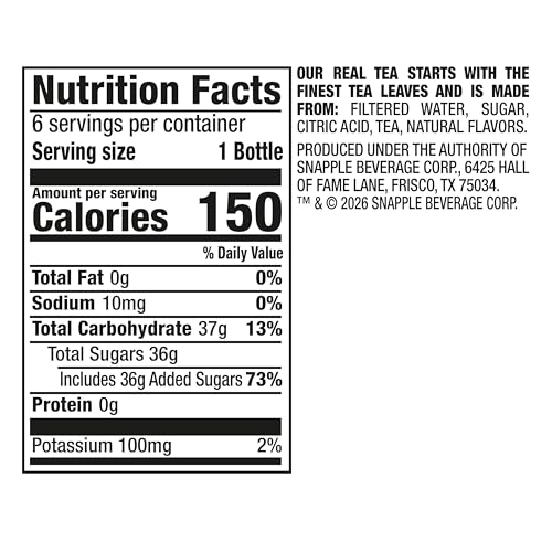 Image of Snapple Raspberry Tea, 16 fl oz recycled plastic bottle, 6 pack