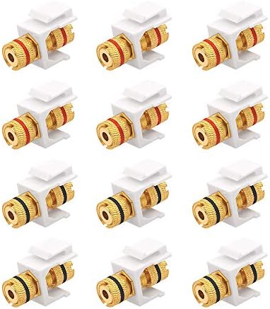 VCELINK Banana Jack Binding Post Keystone Jack Insert with Black & Red Rings 6 Pairs/12 Pieces