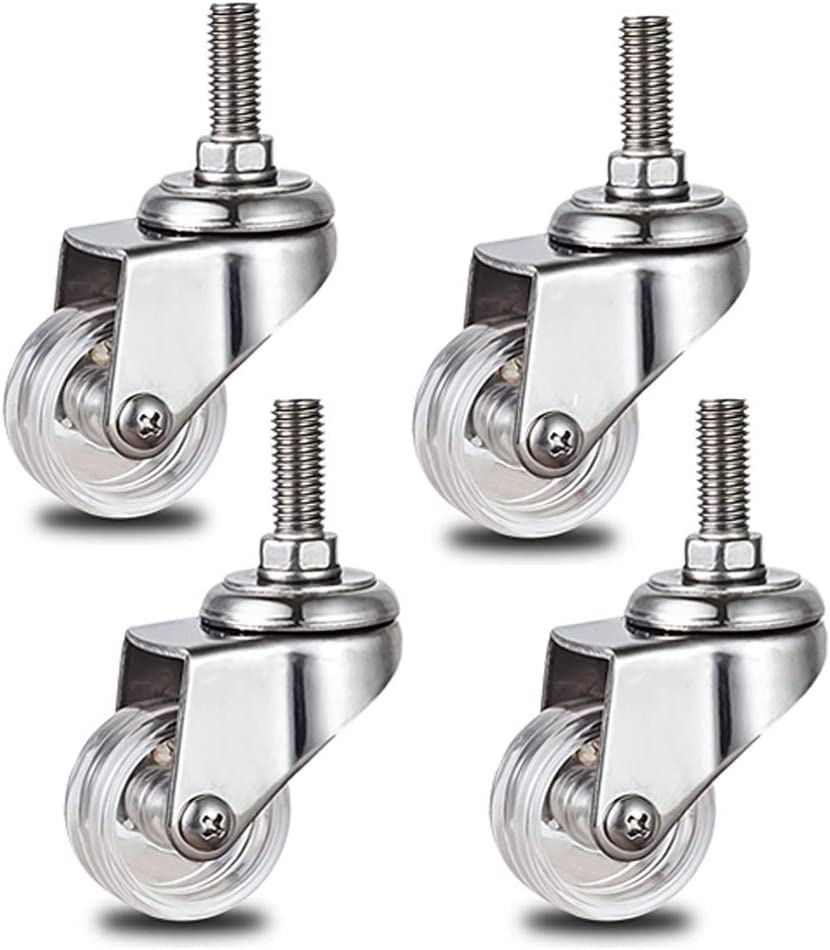 Lenkrollen, Schwerlastrolle, 4er-Pack Lenkrollen mit Metallschaft, Schwerlastrollen, Halterung aus Edelstahl 304, Gewindeschaft M10, Tragkraft 231 lb