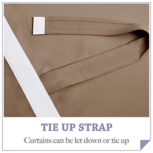 RYB Home French Door Curtains - Privacy Blackout Window Tie up Shades Energy Saving for Kitchen Dining Kids Nursery Bathroom Tricia Door Covering, W 26 x L 72 inches, Mocha, 1 Panel