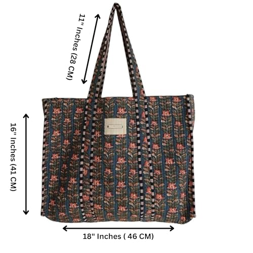 Image of Women's 100% Cotton Lightweight Shoulder Tote Bag with Interior Poeckt Casual Handbag for Women