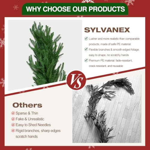 2Pcs 6FT Artificial Norfolk Pine Garland for Christmas Decorations - image 3