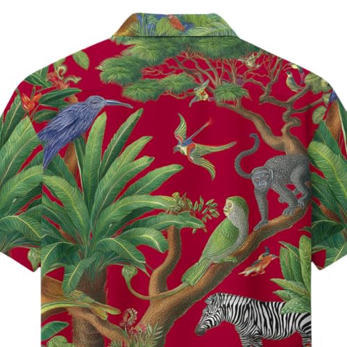 Image of Men's Floral Button-Down Shirt, Cotton Blend Stretchable, Casual Printed Striped Stylish Shirt
