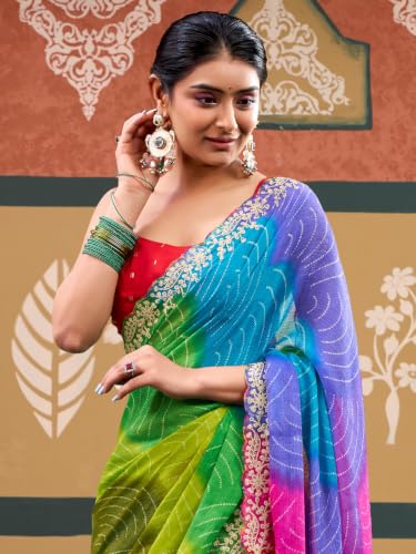 AKHILAM chiffon bandhani saree – image 5