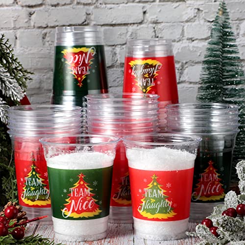 50 Pcs Christmas Party Cups 12 Oz Disposable Xmas Plastic Cups Clear Christmas Coffee Cups Christmas Party Supplies For Merry Christmas Beer Ice Cream Party Decorations (Team) #TOP3